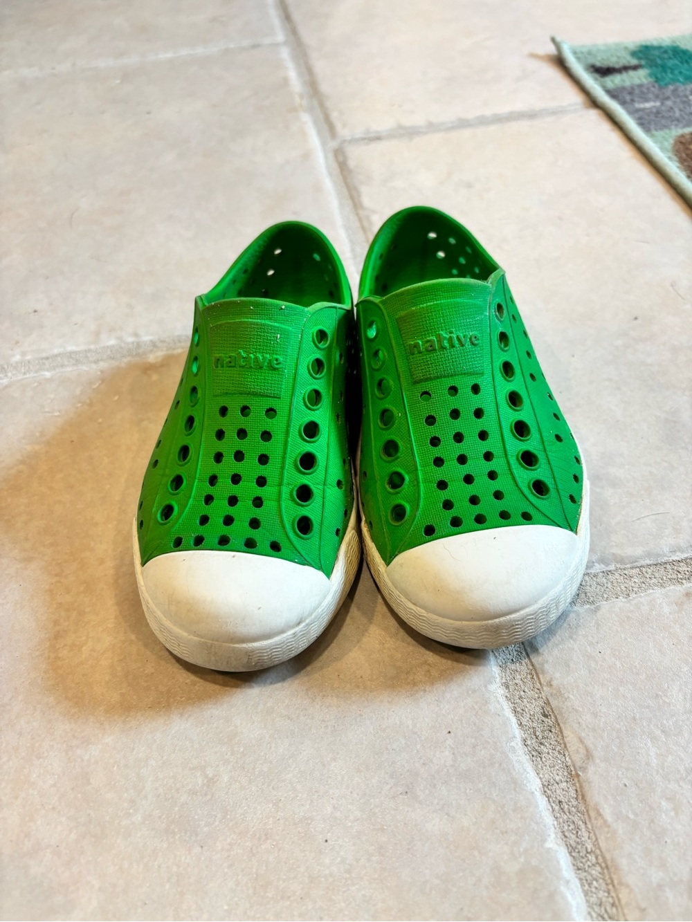 Native Kids Slip-On Water Shoes in Bright Green with White Toe